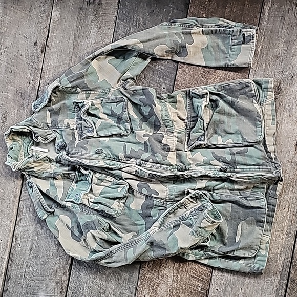 FREE PEOPLE Seize The Day Green Camo Utility Jacket Small - Picture 3 of 9